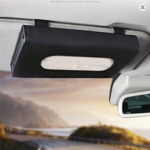 Limited Sale -- Car & Truck Black Leather Visor Tissue Case